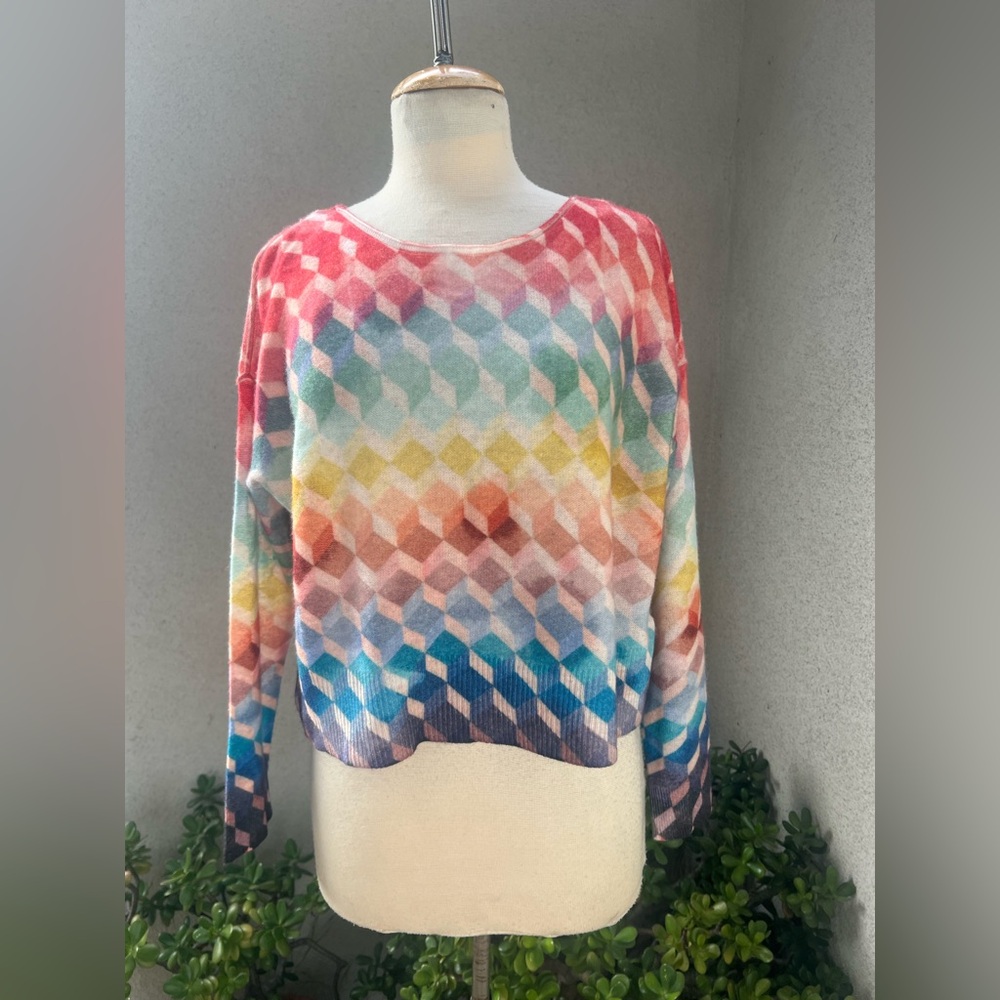Anthropologie cashmere wool sweater multicolor Pilcro Lani boatneck Sz XXS